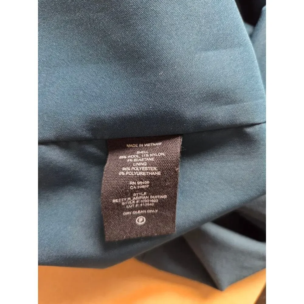 Theory Betty Dress 6 Blue Deep Teal Wool Blend Short Sleeves Sheath Career - Picture 14 of 14